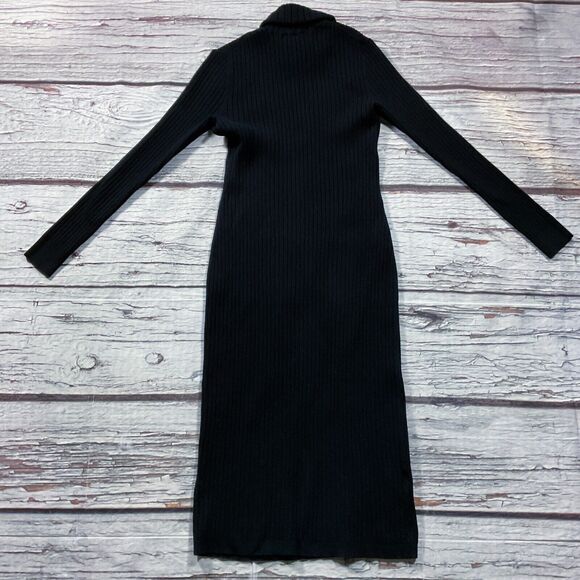 Ann Taylor Womens Dress sz XS Black Ribbed Bodycon Soft Knit Turtleneck Stretch - Picture 7 of 8